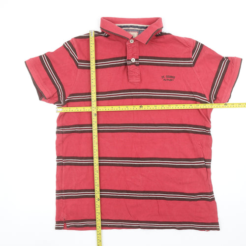 St. George by Duffer Men's Red Striped Polo Shirt XL