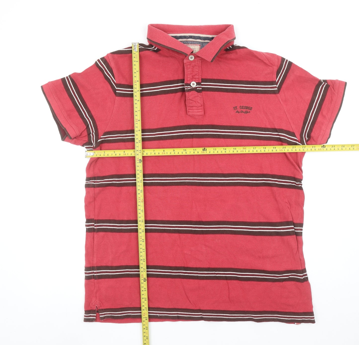 St. George by Duffer Men's Red Striped Polo Shirt XL