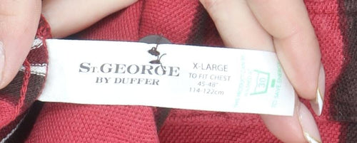 St. George by Duffer Men's Red Striped Polo Shirt XL