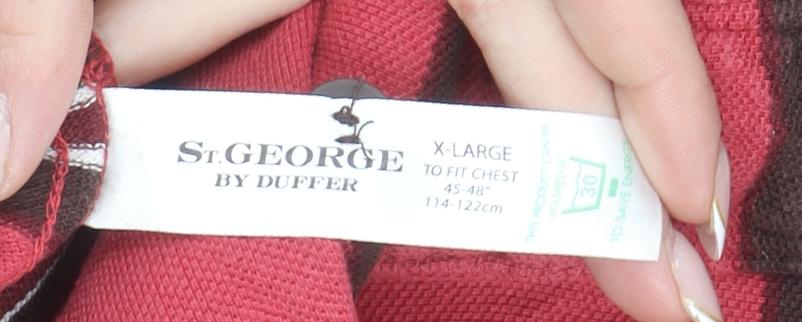 St. George by Duffer Men's Red Striped Polo Shirt XL