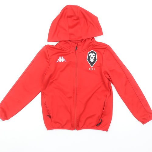 Kappa Boys Red Full Zip Hoodie 8 Years SCFC Sports Hooded Top