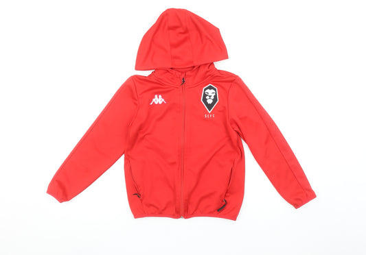 Kappa Boys Red Full Zip Hoodie 8 Years SCFC Sports Hooded Top