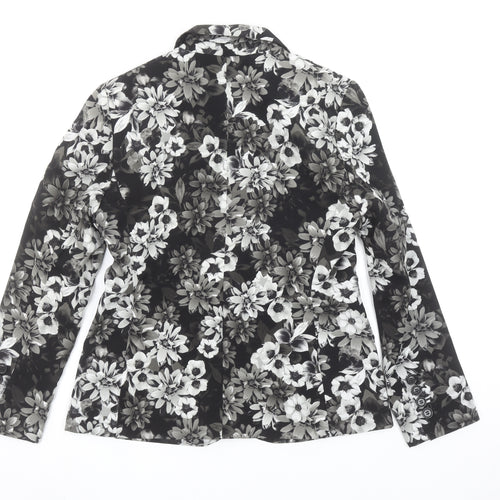 Marks and Spencer Women Grey Floral Blazer UK 12 Regular Fit Single Breasted