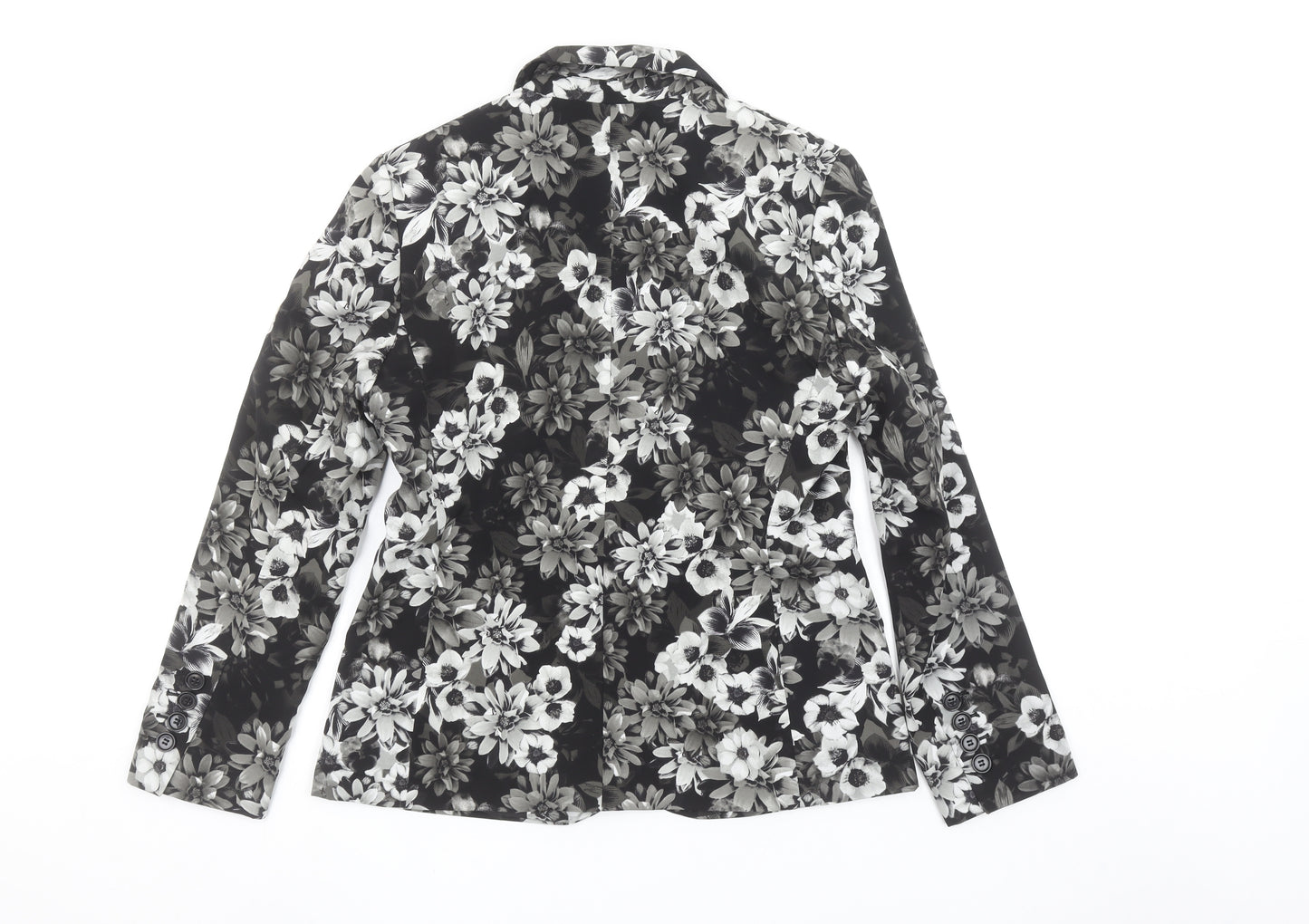 Marks and Spencer Women Grey Floral Blazer UK 12 Regular Fit Single Breasted