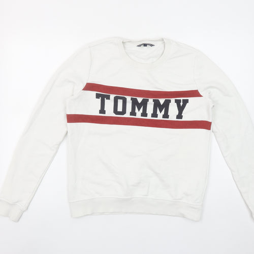 Tommy Hilfiger Women’s White Crew Neck Sweatshirt Size S Cotton Blend