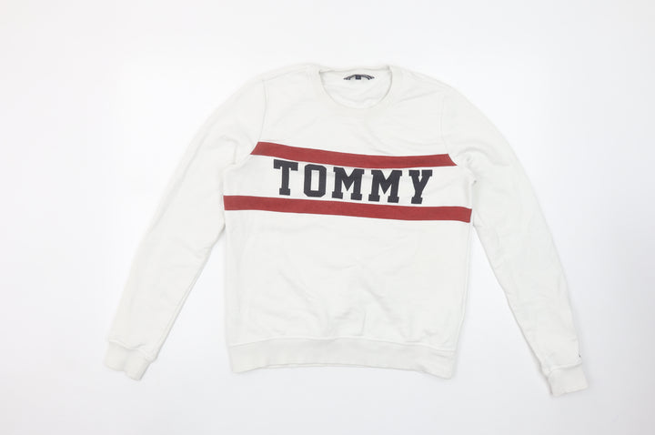 Tommy Hilfiger Women’s White Crew Neck Sweatshirt Size S Cotton Blend
