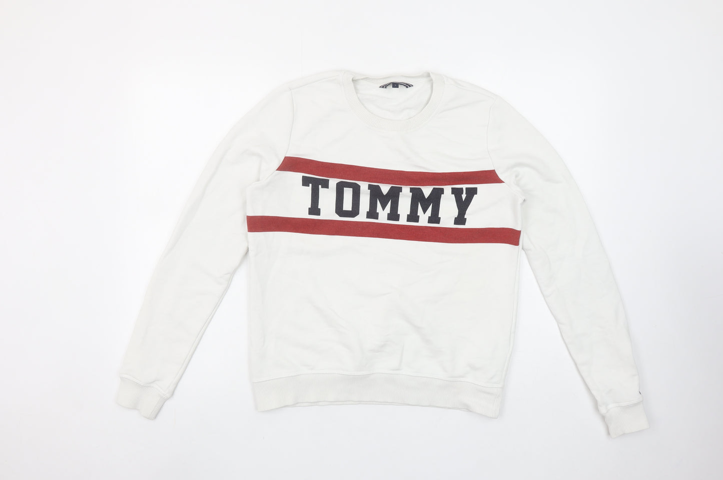 Tommy Hilfiger Women’s White Crew Neck Sweatshirt Size S Cotton Blend