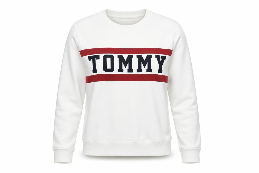 Tommy Hilfiger Women’s White Crew Neck Sweatshirt Size S Cotton Blend