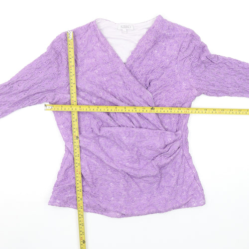 Kaliko Women Purple Lace Wrap Blouse Size 14 3/4 Sleeve