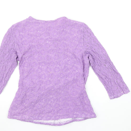 Kaliko Women Purple Lace Wrap Blouse Size 14 3/4 Sleeve