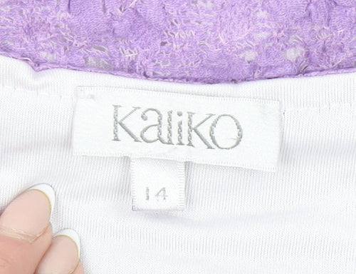 Kaliko Women Purple Lace Wrap Blouse Size 14 3/4 Sleeve