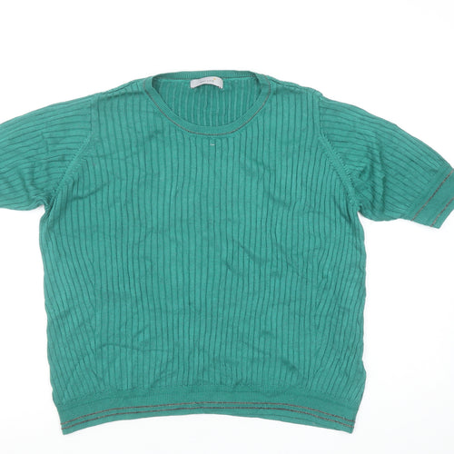 Marks and Spencer Women’s Green Ribbed Knit Short Sleeve T-Shirt Size 18