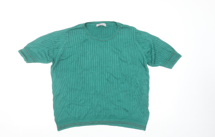 Marks and Spencer Women’s Green Ribbed Knit Short Sleeve T-Shirt Size 18