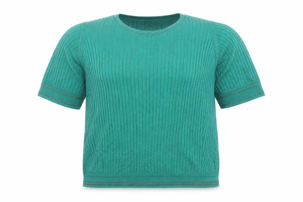 Marks and Spencer Women’s Green Ribbed Knit Short Sleeve T-Shirt Size 18