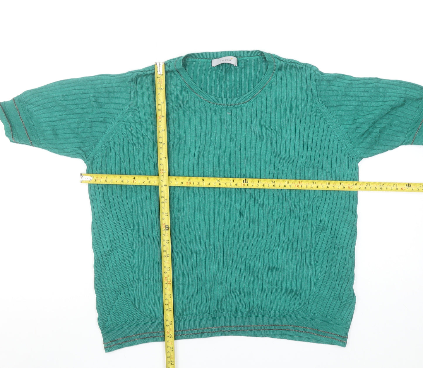 Marks and Spencer Women’s Green Ribbed Knit Short Sleeve T-Shirt Size 18