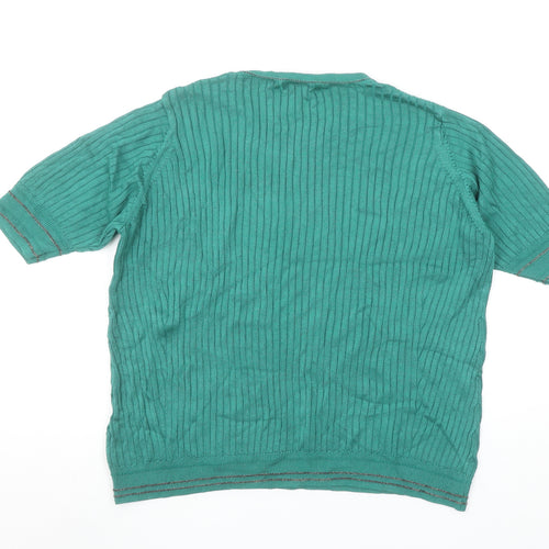 Marks and Spencer Women’s Green Ribbed Knit Short Sleeve T-Shirt Size 18