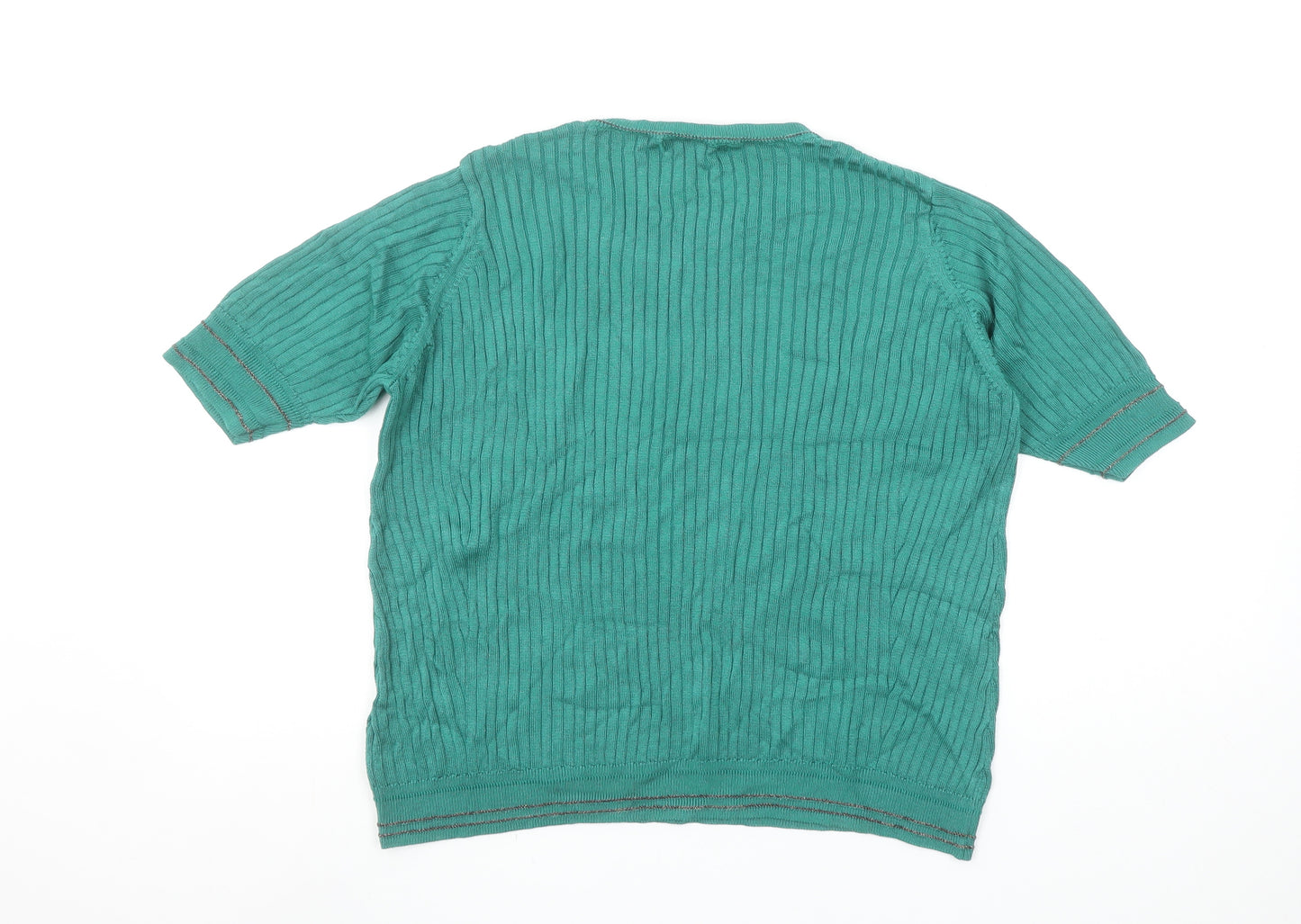 Marks and Spencer Women’s Green Ribbed Knit Short Sleeve T-Shirt Size 18