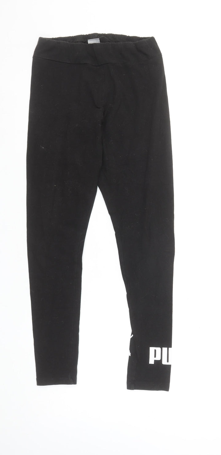 Puma Womens Black Cotton Stretch Gym Leggings Size 10