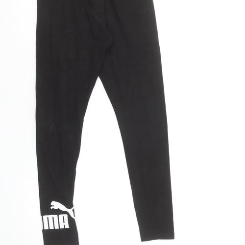 Puma Womens Black Cotton Stretch Gym Leggings Size 10