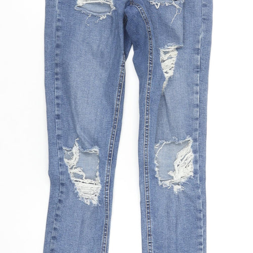 Topshop Women’s Blue Distressed High Rise Skinny Jeans Size 8 W26 L34
