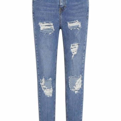 Topshop Women’s Blue Distressed High Rise Skinny Jeans Size 8 W26 L34