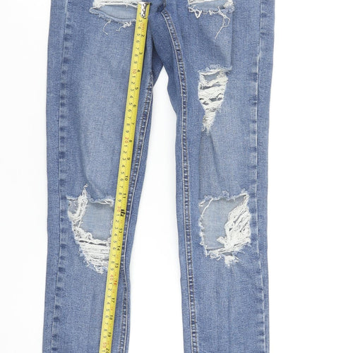Topshop Women’s Blue Distressed High Rise Skinny Jeans Size 8 W26 L34