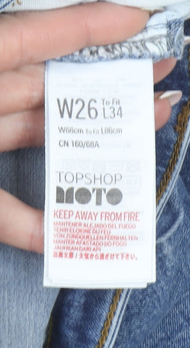 Topshop Women’s Blue Distressed High Rise Skinny Jeans Size 8 W26 L34