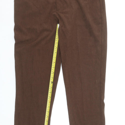 boohooMAN Men's Brown Corduroy Chino Trousers Size L Regular Fit
