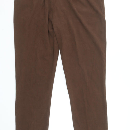boohooMAN Men's Brown Corduroy Chino Trousers Size L Regular Fit