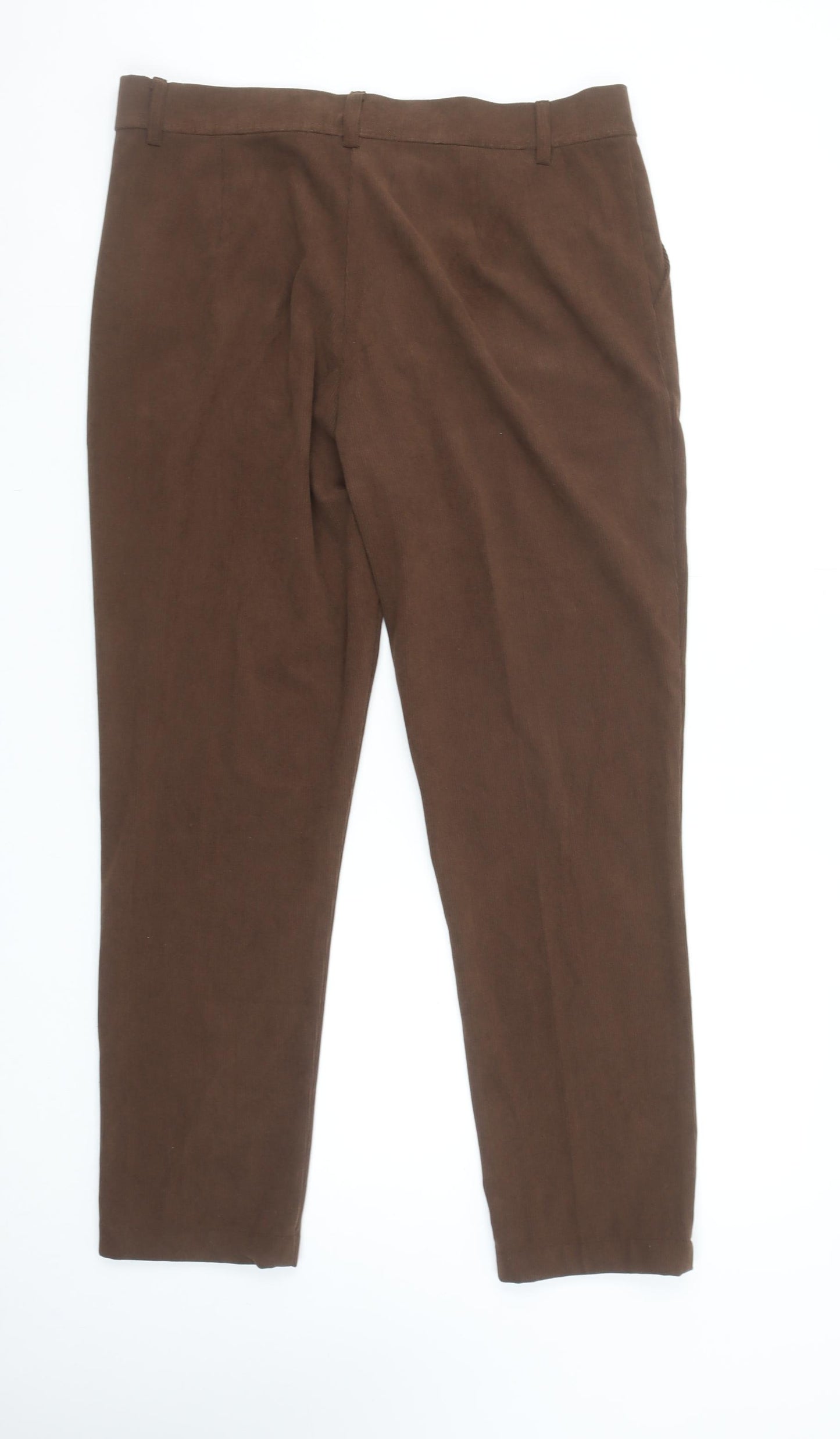 boohooMAN Men's Brown Corduroy Chino Trousers Size L Regular Fit