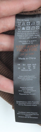 boohooMAN Men's Brown Corduroy Chino Trousers Size L Regular Fit