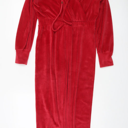 George Women’s Red Velour Long Sleeve One Piece Small