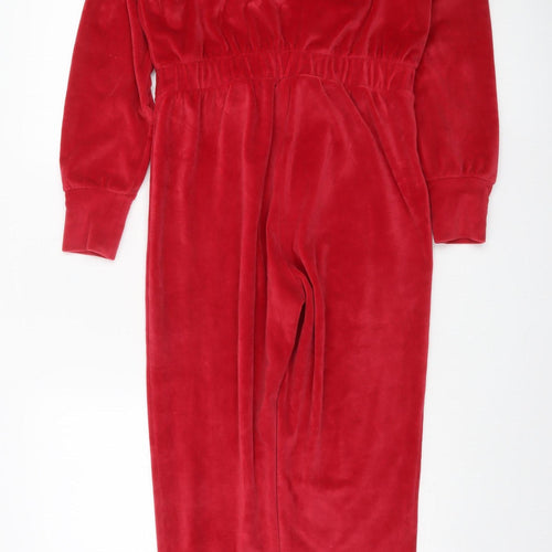 George Women’s Red Velour Long Sleeve One Piece Small