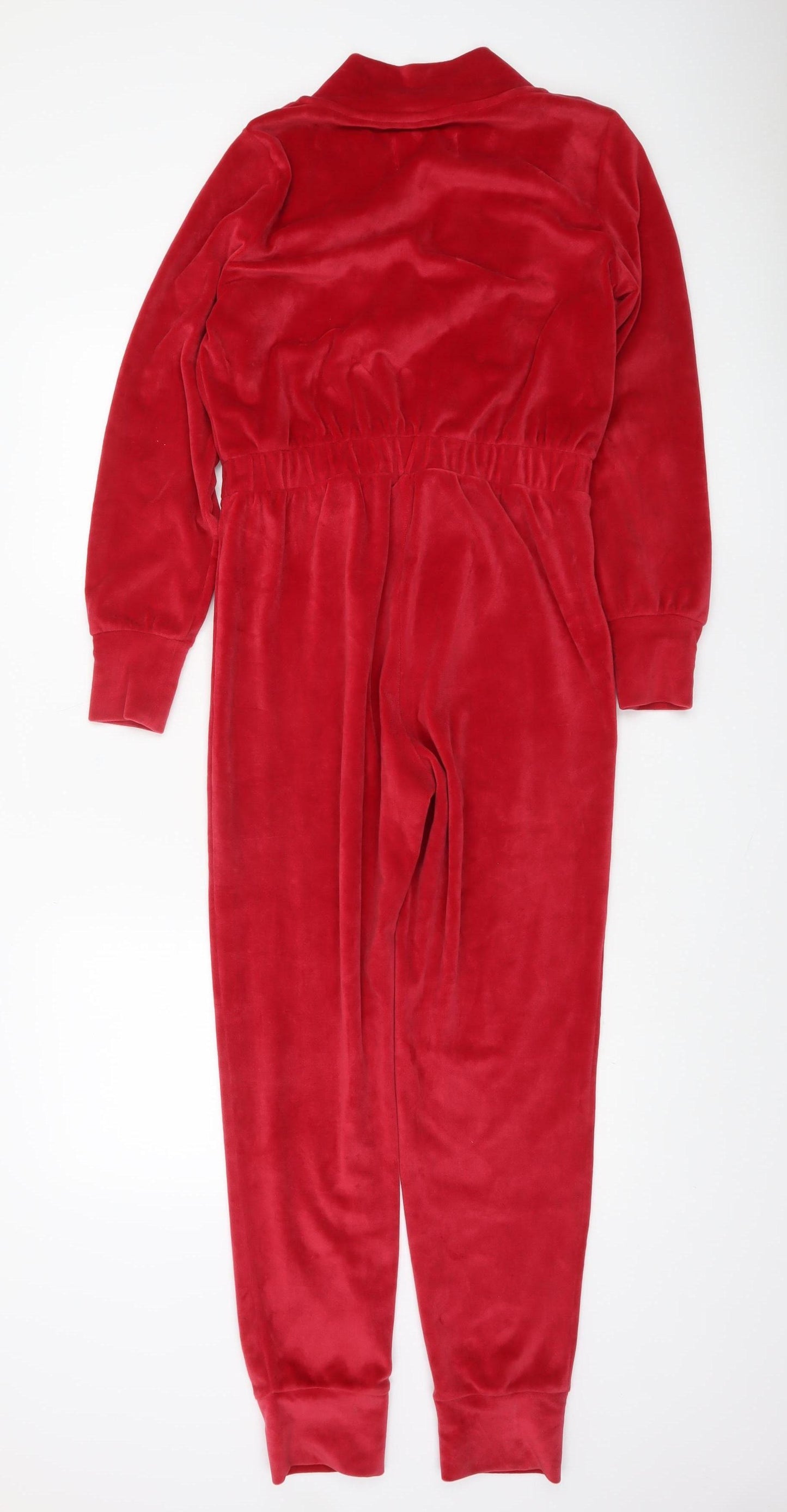 George Women’s Red Velour Long Sleeve One Piece Small