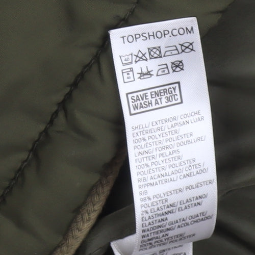 Topshop Women’s Green Faux Fur Hooded Puffer Jacket Size 10