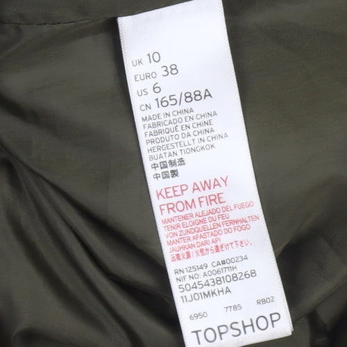 Topshop Women’s Green Faux Fur Hooded Puffer Jacket Size 10