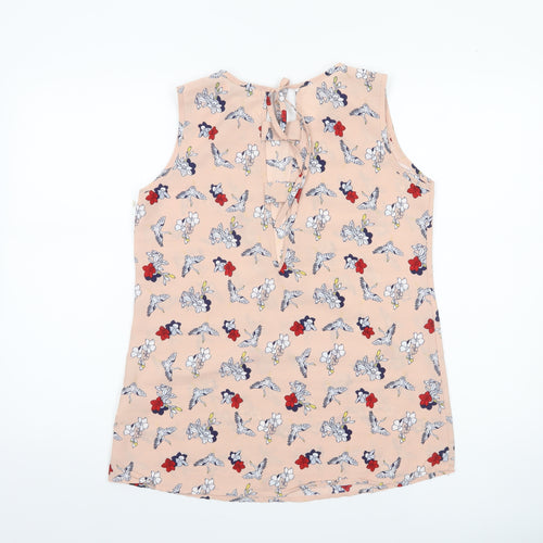 Melya Melody Women's Beige Floral Sleeveless Chiffon Camisole Blouse Size S