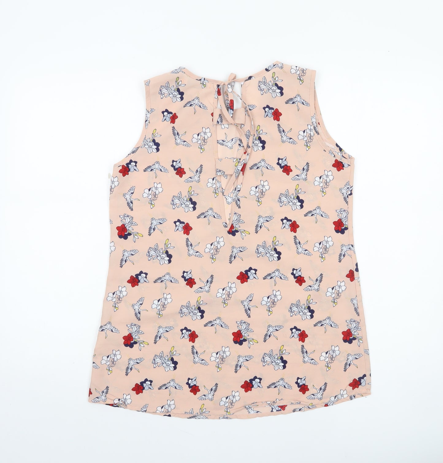 Melya Melody Women's Beige Floral Sleeveless Chiffon Camisole Blouse Size S