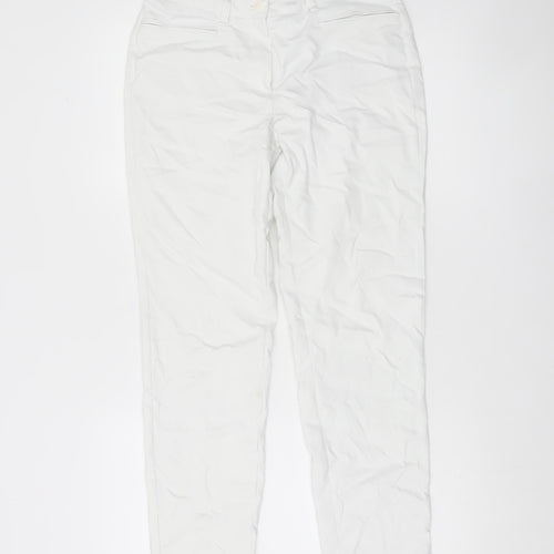 Gardeur Women White Stretch Cotton Straight Leg Trousers Size 8