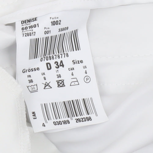 Gardeur Women White Stretch Cotton Straight Leg Trousers Size 8