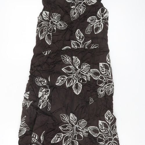 Monsoon Women Black Floral Embroidered Sleeveless Shift Dress Size 12