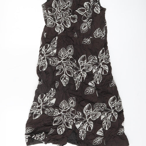 Monsoon Women Black Floral Embroidered Sleeveless Shift Dress Size 12