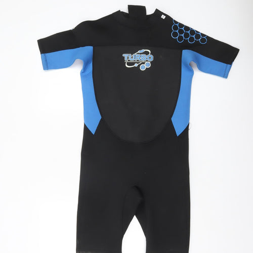 TWF Boys Black Blue Short Sleeve Wetsuit 15 Years Surfing Swimwear