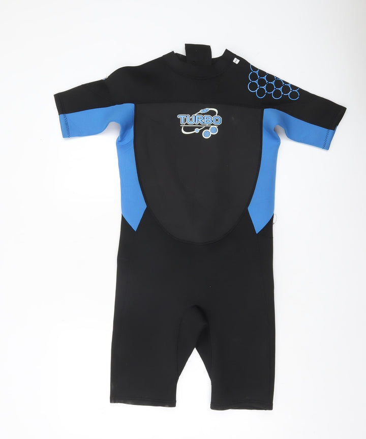 TWF Boys Black Blue Short Sleeve Wetsuit 15 Years Surfing Swimwear