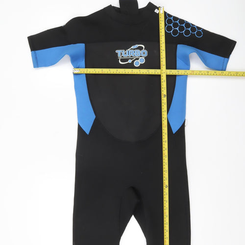 TWF Boys Black Blue Short Sleeve Wetsuit 15 Years Surfing Swimwear