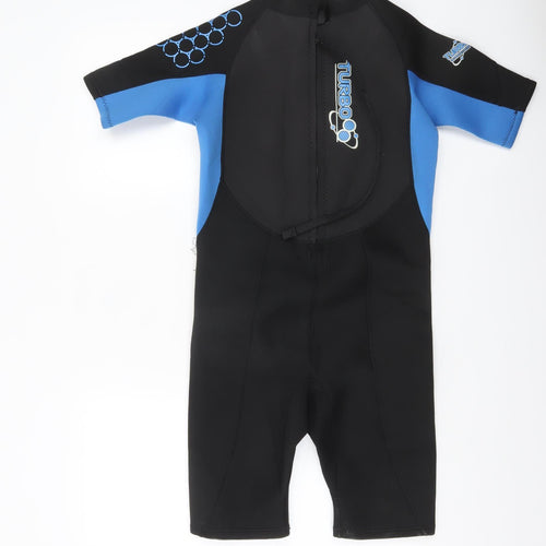 TWF Boys Black Blue Short Sleeve Wetsuit 15 Years Surfing Swimwear