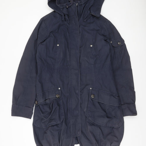 Esprit Women’s Blue Hooded Cotton Parka Coat Size 16