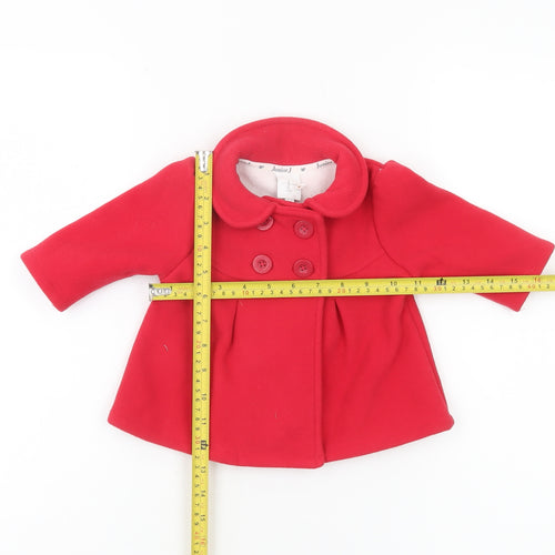 Jasper Conran Junior Girls Red Double-Breasted Coat 3-6 Months Polyester Winter