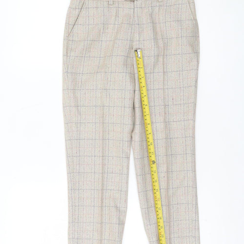 Marc Darcy Boys Beige Check Tweed Slim Fit Chino Trousers 10 Years
