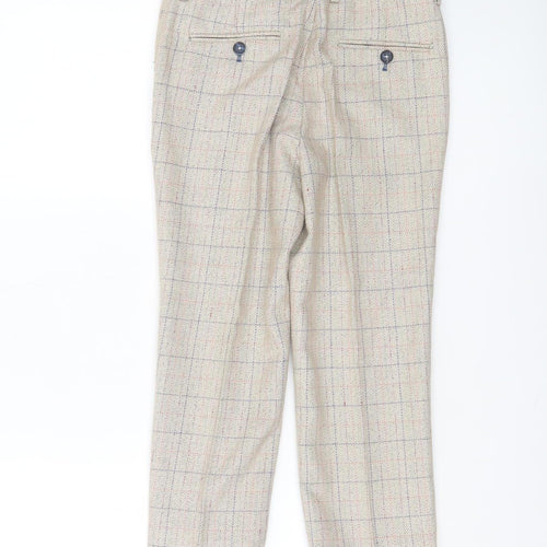 Marc Darcy Boys Beige Check Tweed Slim Fit Chino Trousers 10 Years